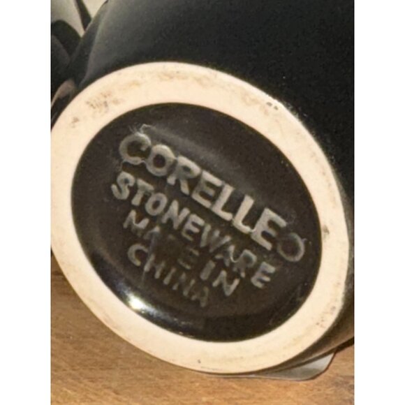 Set Of 3 Black Coffee Mugs Corelle & Royal Norfolk Stoneware Microwave & Dishwas - Picture 4 of 7